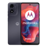 Smartphone cuadrado de color negro con dos cámaras traseras, icono del Motorola Moto A04.
