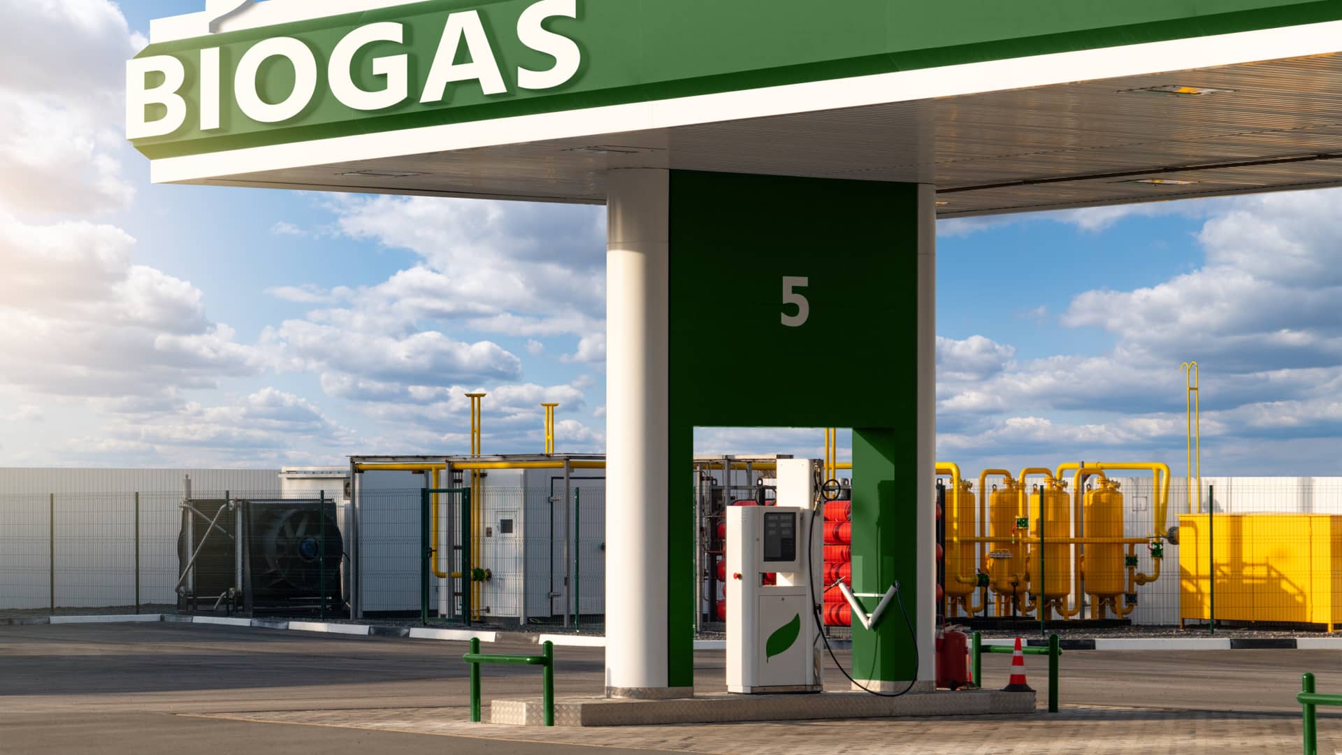 Render de idea para futura posible estación de biogás símboliza el precio y costes de esta energía